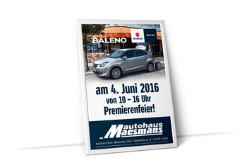 Foto vom Plakat Autohaus Maesmans Görlitz Premiere Suzuki Baleno