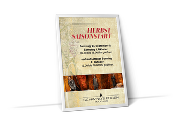 Foto vom Plakat zum Saisonstart Herbstmode Damen und Herren im Modehaus Schwind's Erben Görlitz 2016